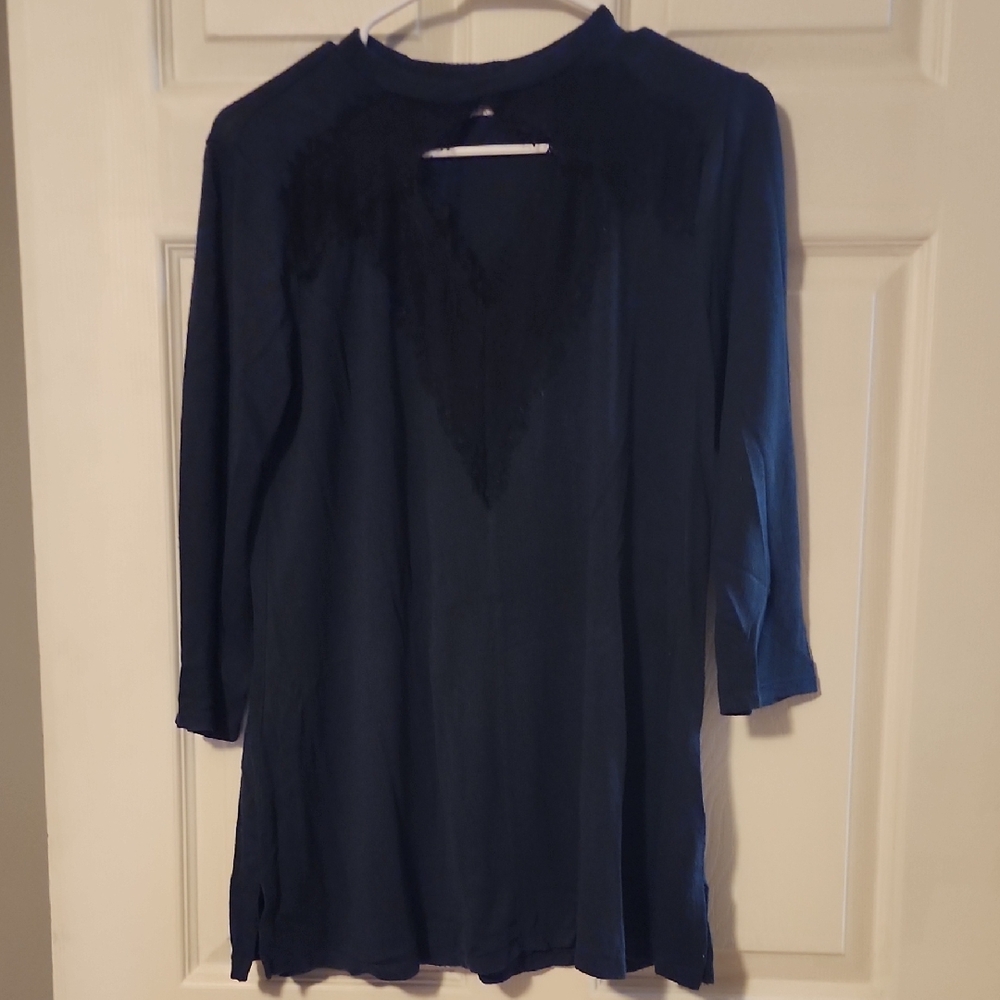 Maurices Navy Tunic with Lace Accent